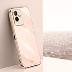 Custodia per telefono in TPU con bordo in oro con placcatura 6D XINLI, For vivo S15 Pro, For vivo T2x, For vivo V25