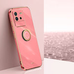 XINLI custodia per telefono in TPU elettrolitico con bordo dritto 6D con supporto per anello, For vivo iQOO Neo5 S, For vivo iQOO Neo6, For vivo iQOO Neo7