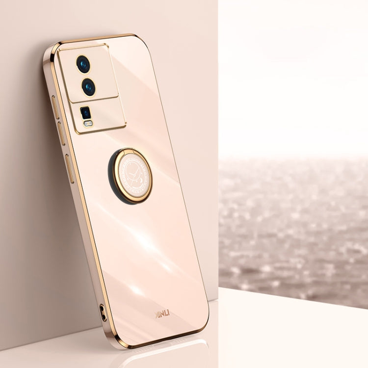 XINLI custodia per telefono in TPU elettrolitico con bordo dritto 6D con supporto per anello, For vivo iQOO Neo5 S, For vivo iQOO Neo6, For vivo iQOO Neo7