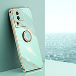 XINLI custodia per telefono in TPU elettrolitico con bordo dritto 6D con supporto per anello, For vivo iQOO Neo5 S, For vivo iQOO Neo6, For vivo iQOO Neo7