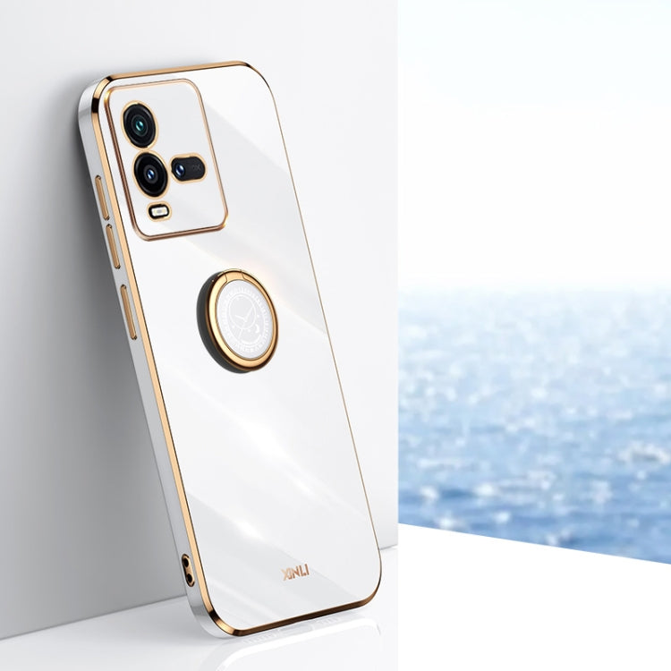 XINLI custodia per telefono in TPU elettrolitico con bordo dritto 6D con supporto per anello, For vivo iQOO 9, For vivo iQOO 10, For vivo iQOO 10 Pro