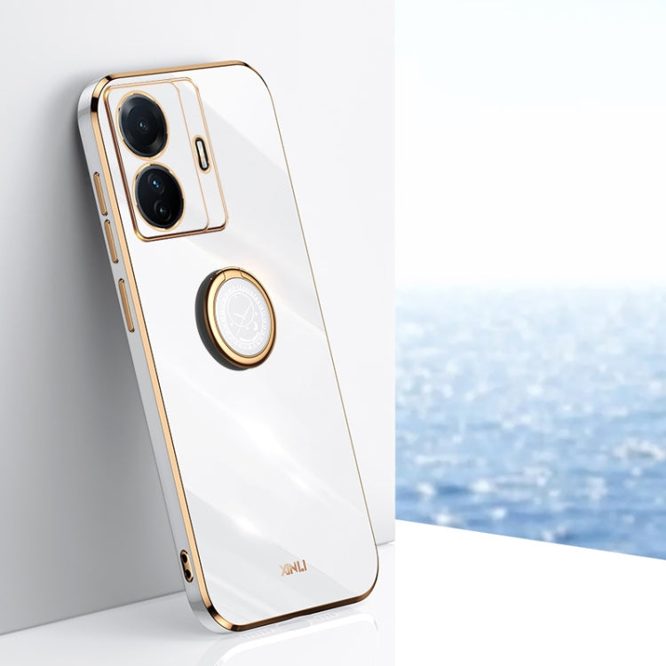 XINLI custodia per telefono in TPU elettrolitico con bordo dritto 6D con supporto per anello, For vivo S15, For vivo S15e, For vivo S15 Pro