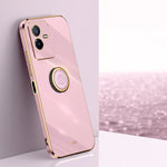 XINLI custodia per telefono in TPU elettrolitico con bordo dritto 6D con supporto per anello, For vivo T2x, For vivo V25, For vivo X80