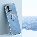 XINLI custodia per telefono in TPU elettrolitico con bordo dritto 6D con supporto per anello, For vivo T2x, For vivo V25, For vivo X80