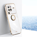 XINLI custodia per telefono in TPU elettrolitico con bordo dritto 6D con supporto per anello, For vivo X80 Pro, For vivo X90 5G, For vivo X90 Pro 5G