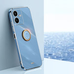 XINLI custodia per telefono in TPU elettrolitico con bordo dritto 6D con supporto per anello, For vivo Y16 4G, For vivo Y22s, For vivo Y32 4G