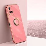 XINLI custodia per telefono in TPU elettrolitico con bordo dritto 6D con supporto per anello, For vivo Y16 4G, For vivo Y22s, For vivo Y32 4G