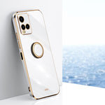XINLI custodia per telefono in TPU elettrolitico con bordo dritto 6D con supporto per anello, For vivo Y33s Global, For vivo Y35 4G, For vivo Y55s 5G