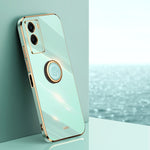 XINLI custodia per telefono in TPU elettrolitico con bordo dritto 6D con supporto per anello, For vivo Y33s Global, For vivo Y35 4G, For vivo Y55s 5G