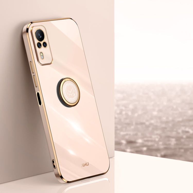 XINLI custodia per telefono in TPU elettrolitico con bordo dritto 6D con supporto per anello, For vivo Z5x, For vivo Y33s, For vivo Y51 2020 December