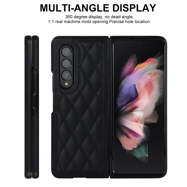 Custodia per telefono pieghevole in microfibra rombica, For Samsung Galaxy Z Fold4, For Samsung Galaxy Z Fold3, For Samsung Galaxy Z Flip4