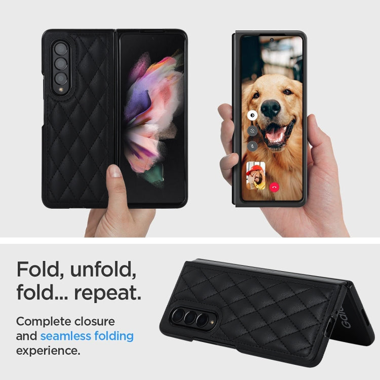Custodia per telefono pieghevole in microfibra rombica, For Samsung Galaxy Z Fold4, For Samsung Galaxy Z Fold3, For Samsung Galaxy Z Flip4