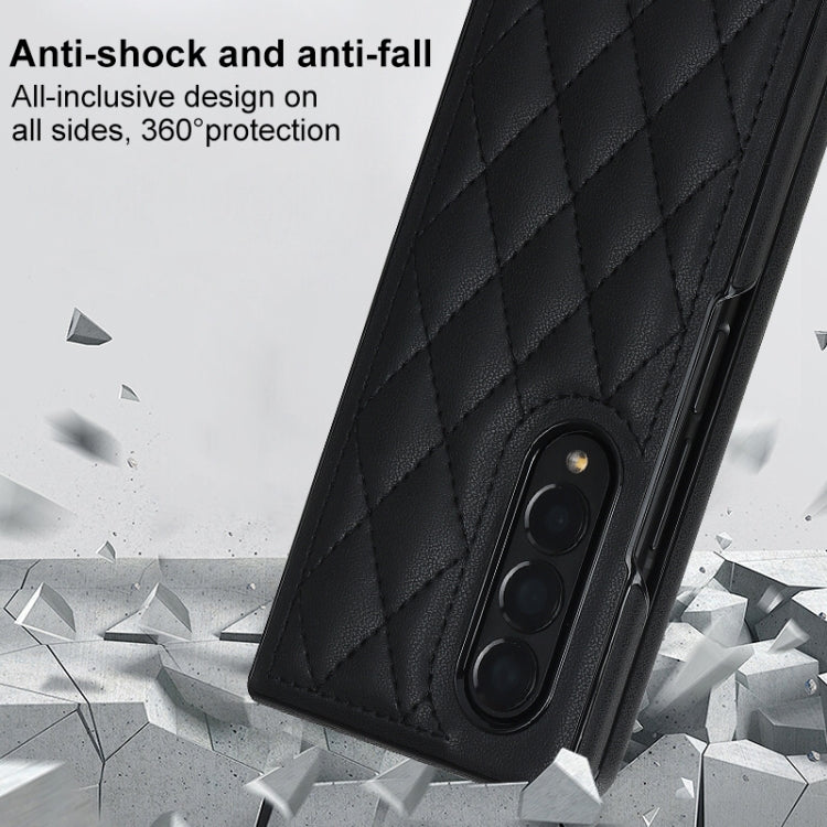 Custodia per telefono pieghevole in microfibra rombica, For Samsung Galaxy Z Fold4, For Samsung Galaxy Z Fold3, For Samsung Galaxy Z Flip4