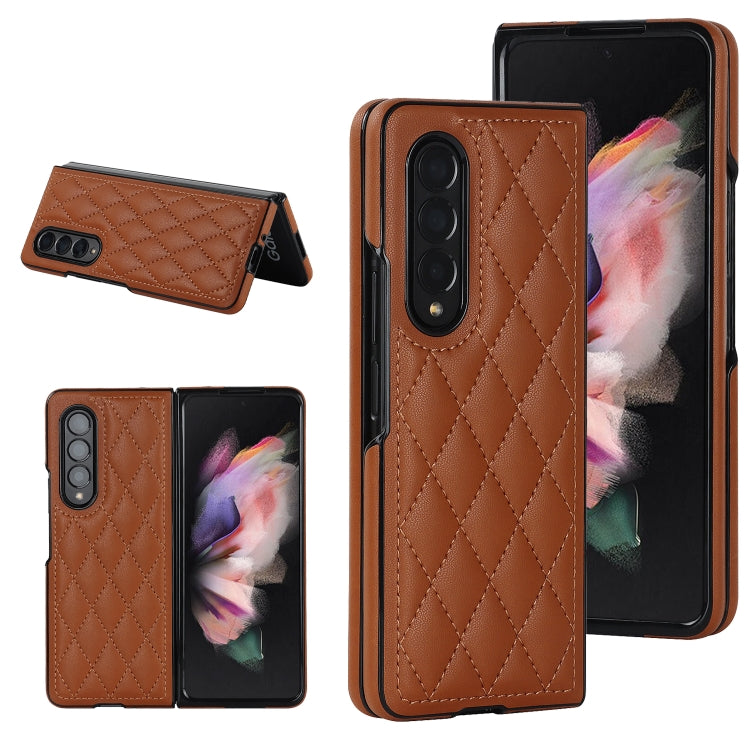 Custodia per telefono pieghevole in microfibra rombica, For Samsung Galaxy Z Fold4, For Samsung Galaxy Z Fold3, For Samsung Galaxy Z Flip4