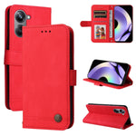 Custodia per telefono in pelle con bottone in metallo con albero della vita Skin Feel, For Huawei nova Y61, For Realme 10 4G Global, For Realme 10 Pro 5G, For Realme 10 Pro+ 5G