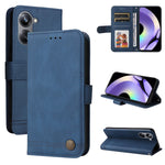 Custodia per telefono in pelle con bottone in metallo con albero della vita Skin Feel, For Huawei nova Y61, For Realme 10 4G Global, For Realme 10 Pro 5G, For Realme 10 Pro+ 5G