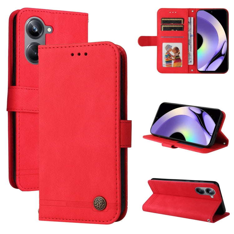 Custodia per telefono in pelle con bottone in metallo con albero della vita Skin Feel, For Huawei nova Y61, For Realme 10 4G Global, For Realme 10 Pro 5G, For Realme 10 Pro+ 5G