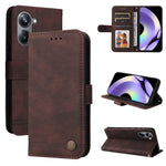 Custodia per telefono in pelle con bottone in metallo con albero della vita Skin Feel, For Huawei nova Y61, For Realme 10 4G Global, For Realme 10 Pro 5G, For Realme 10 Pro+ 5G