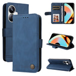 Custodia per telefono in pelle con bottone in metallo con albero della vita Skin Feel, For Huawei nova Y61, For Realme 10 4G Global, For Realme 10 Pro 5G, For Realme 10 Pro+ 5G