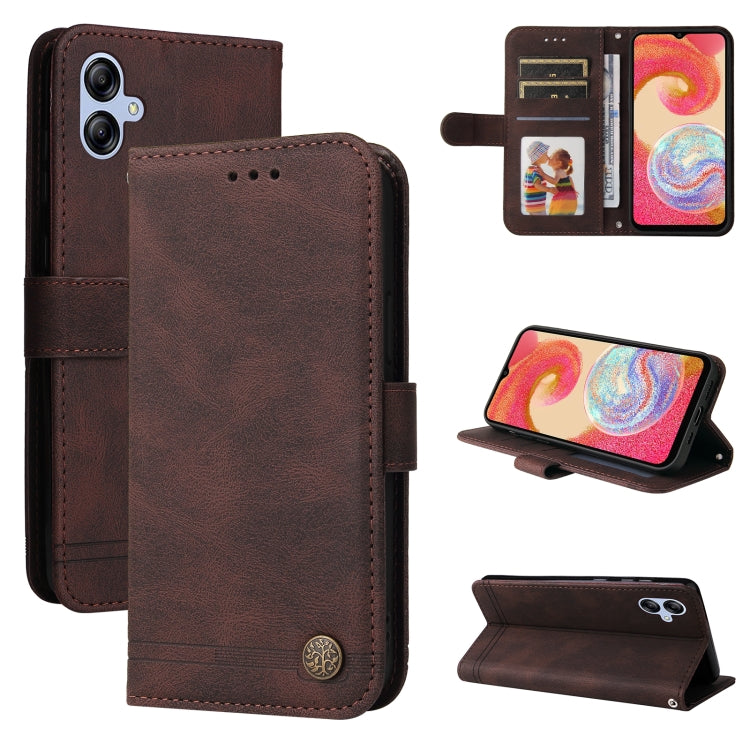 Custodia per telefono in pelle con bottone in metallo con albero della vita Skin Feel, For Samsung Galaxy A04e, For Samsung Galaxy A34 5G