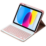 Custodia per tablet in pelle con tastiera Bluetooth retroilluminata SA-10DS con slot per penna, For iPad 10th Gen 10.9 2022