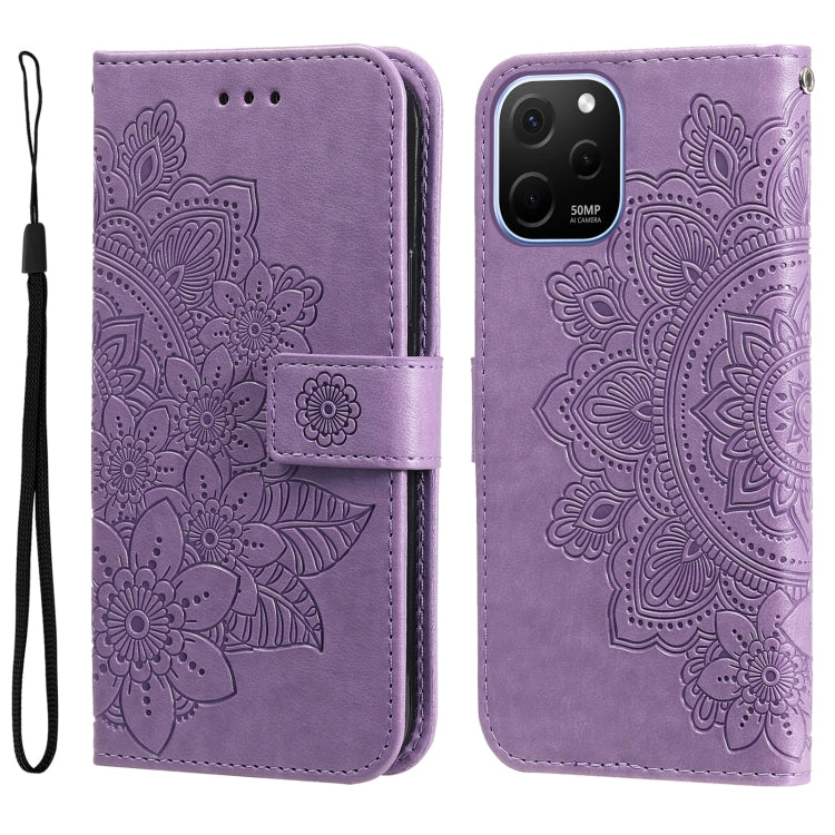 Custodia per telefono in pelle goffrata con fiori a 7 petali, For Huawei nova Y61, For Realme 10 4G Global, For Realme 10 Pro 5G, For Realme 10 Pro+ 5G