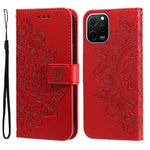 Custodia per telefono in pelle goffrata con fiori a 7 petali, For Huawei nova Y61, For Realme 10 4G Global, For Realme 10 Pro 5G, For Realme 10 Pro+ 5G