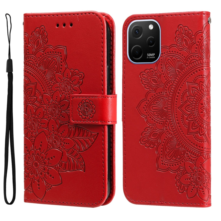 Custodia per telefono in pelle goffrata con fiori a 7 petali, For Huawei nova Y61, For Realme 10 4G Global, For Realme 10 Pro 5G, For Realme 10 Pro+ 5G