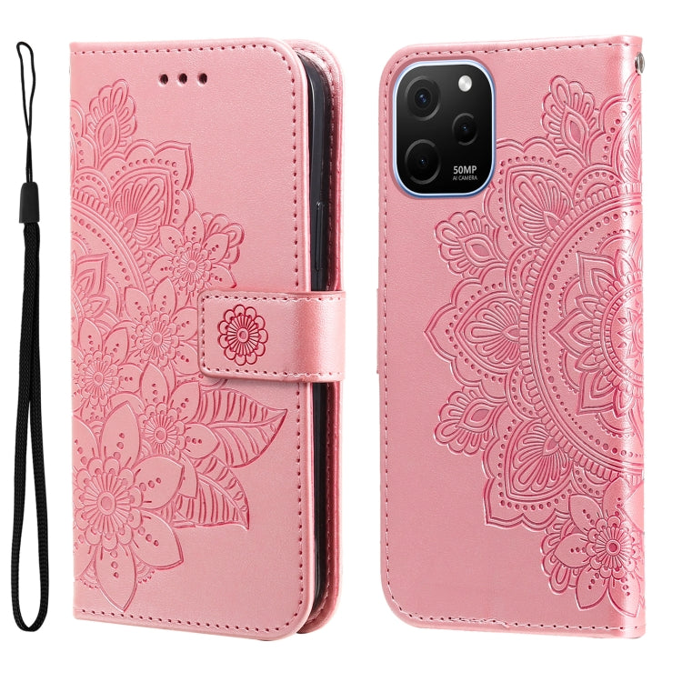 Custodia per telefono in pelle goffrata con fiori a 7 petali, For Huawei nova Y61, For Realme 10 4G Global, For Realme 10 Pro 5G, For Realme 10 Pro+ 5G