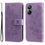 Custodia per telefono in pelle goffrata con fiori a 7 petali, For Huawei nova Y61, For Realme 10 4G Global, For Realme 10 Pro 5G, For Realme 10 Pro+ 5G