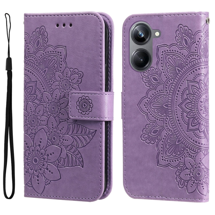 Custodia per telefono in pelle goffrata con fiori a 7 petali, For Huawei nova Y61, For Realme 10 4G Global, For Realme 10 Pro 5G, For Realme 10 Pro+ 5G