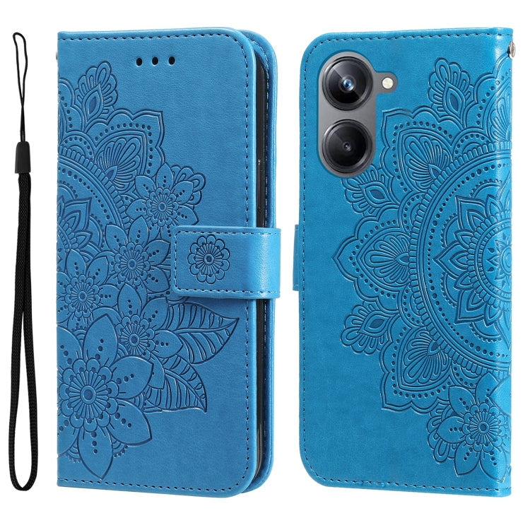 Custodia per telefono in pelle goffrata con fiori a 7 petali, For Huawei nova Y61, For Realme 10 4G Global, For Realme 10 Pro 5G, For Realme 10 Pro+ 5G