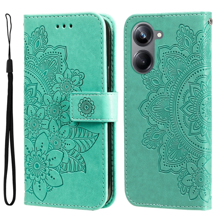 Custodia per telefono in pelle goffrata con fiori a 7 petali, For Huawei nova Y61, For Realme 10 4G Global, For Realme 10 Pro 5G, For Realme 10 Pro+ 5G