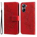 Custodia per telefono in pelle goffrata con fiori a 7 petali, For Huawei nova Y61, For Realme 10 4G Global, For Realme 10 Pro 5G, For Realme 10 Pro+ 5G