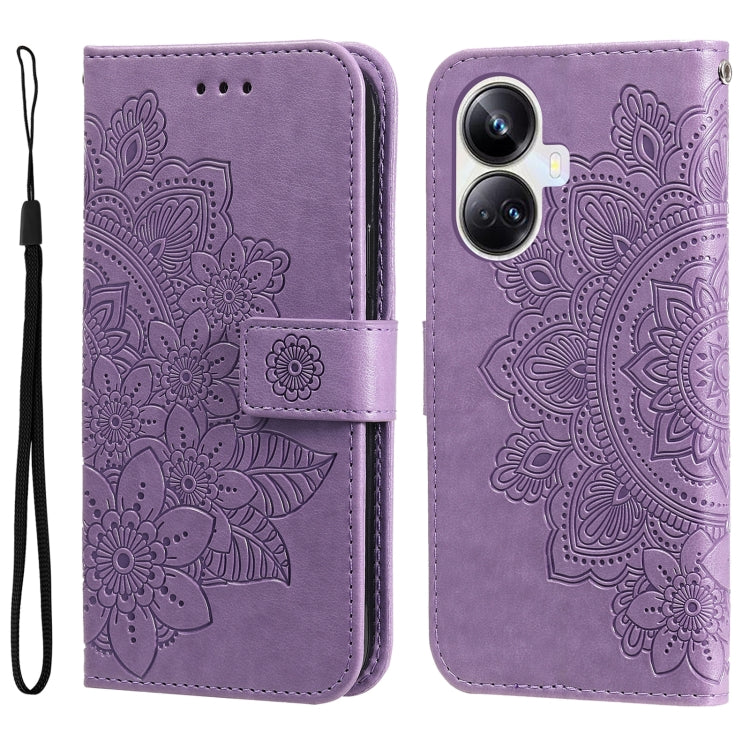 Custodia per telefono in pelle goffrata con fiori a 7 petali, For Huawei nova Y61, For Realme 10 4G Global, For Realme 10 Pro 5G, For Realme 10 Pro+ 5G