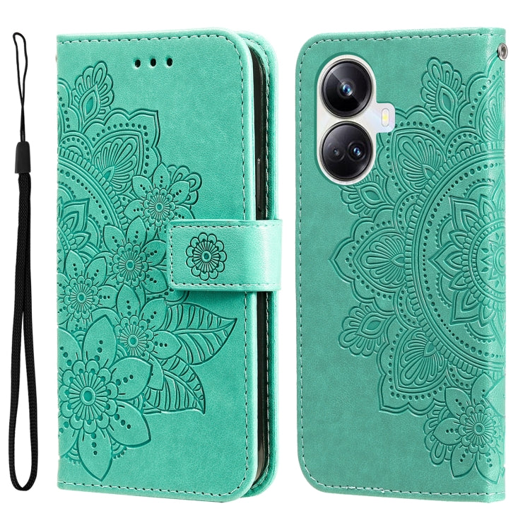 Custodia per telefono in pelle goffrata con fiori a 7 petali, For Huawei nova Y61, For Realme 10 4G Global, For Realme 10 Pro 5G, For Realme 10 Pro+ 5G