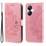 Custodia per telefono in pelle goffrata con fiori a 7 petali, For Huawei nova Y61, For Realme 10 4G Global, For Realme 10 Pro 5G, For Realme 10 Pro+ 5G