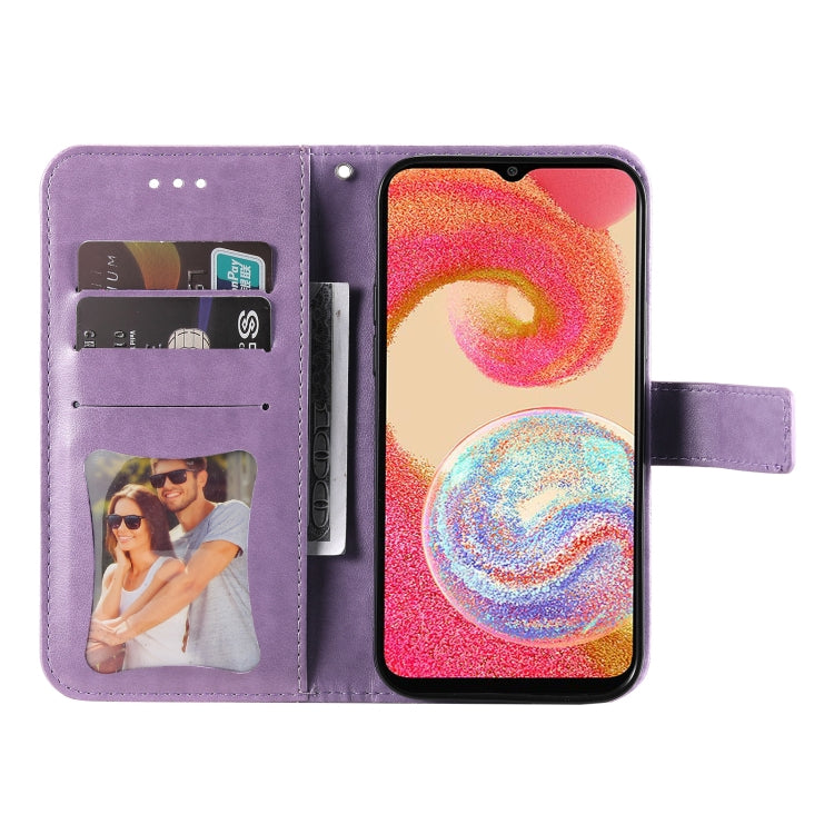 Custodia per telefono in pelle goffrata con fiori a 7 petali, For Samsung Galaxy A04e, For Samsung Galaxy A34 5G