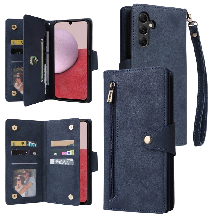 Rivetto Fibbia 9 carte Custodia per telefono in pelle a tre pieghe, For Samsung Galaxy A22e 5G, For Samsung Galaxy A14 5G, For OnePlus N300