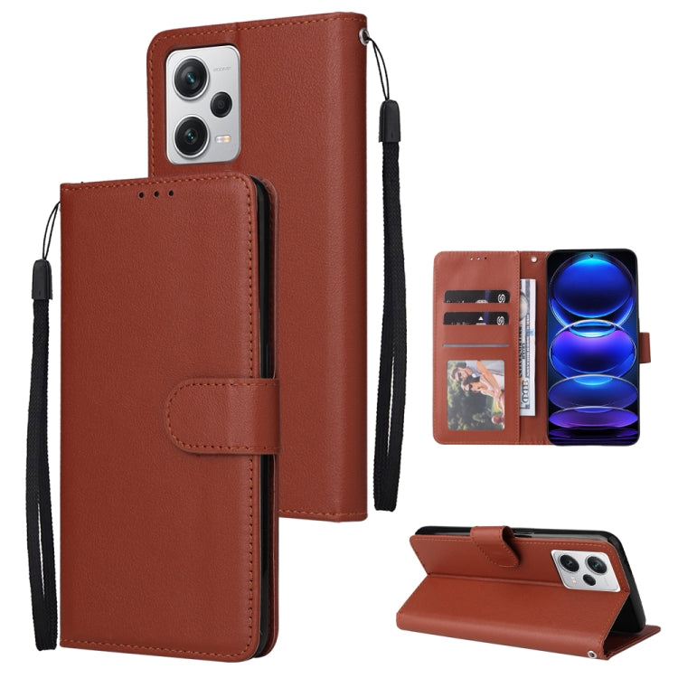 Custodia per telefono in pelle multifunzionale con 3 slot per schede, For Xiaomi Redmi Note 12 Pro+ China