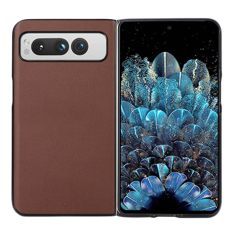 Custodia per telefono in vera pelle con trama in pelle di agnello, For Google Pixel Fold