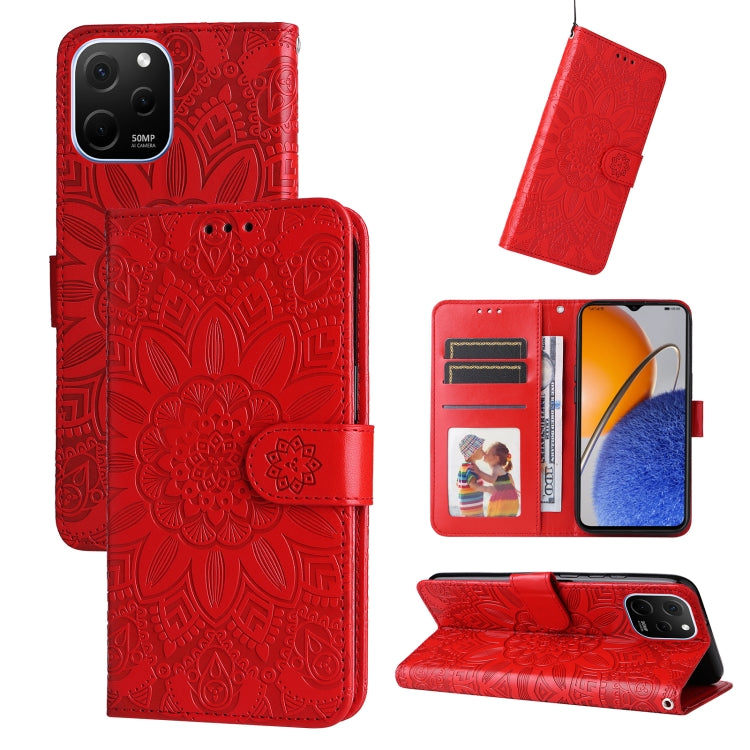 Custodia per telefono in pelle di girasole goffrata, For Huawei nova Y61, For Realme 10 4G Global, For Realme 10 Pro 5G, For Realme 10 Pro+ 5G