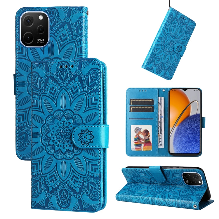 Custodia per telefono in pelle di girasole goffrata, For Huawei nova Y61, For Realme 10 4G Global, For Realme 10 Pro 5G, For Realme 10 Pro+ 5G