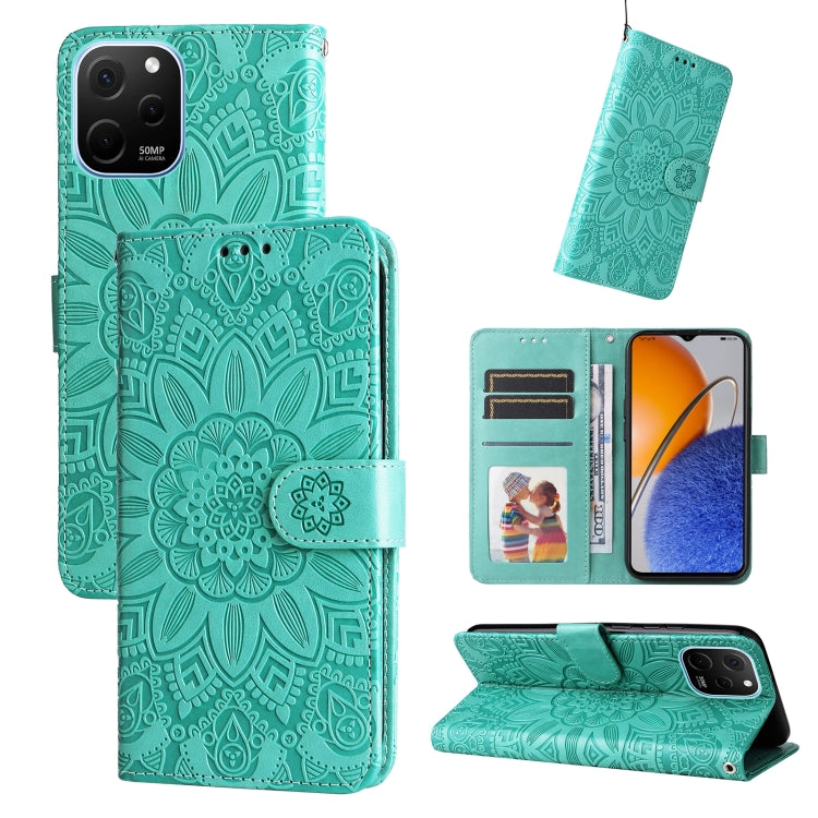 Custodia per telefono in pelle di girasole goffrata, For Huawei nova Y61, For Realme 10 4G Global, For Realme 10 Pro 5G, For Realme 10 Pro+ 5G