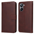Custodia per telefono in pelle a conchiglia con struttura in vitello classico, For Huawei nova Y61, For Realme 10 4G Global, For Realme 10 Pro 5G, For Realme 10 Pro+ 5G