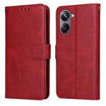 Custodia per telefono in pelle a conchiglia con struttura in vitello classico, For Huawei nova Y61, For Realme 10 4G Global, For Realme 10 Pro 5G, For Realme 10 Pro+ 5G