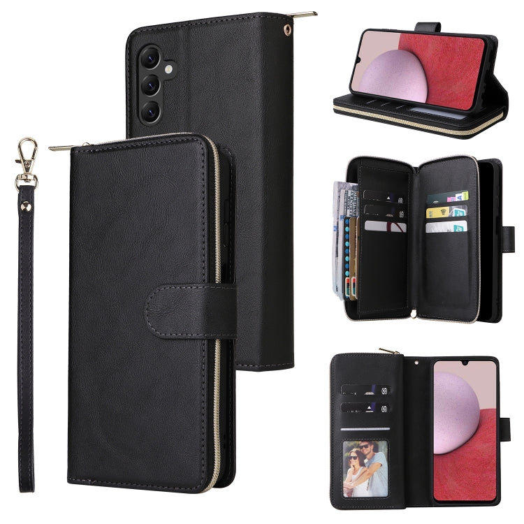 Custodia per telefono in pelle con cerniera a portafoglio con 9 slot per schede, For Samsung Galaxy A22e 5G, For Samsung Galaxy A14 5G