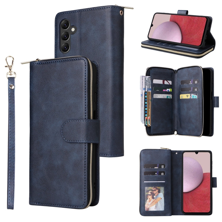 Custodia per telefono in pelle con cerniera a portafoglio con 9 slot per schede, For Samsung Galaxy A22e 5G, For Samsung Galaxy A14 5G