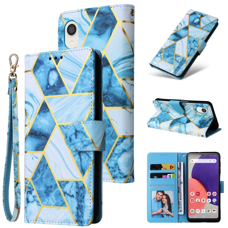 Custodia per telefono in pelle con cuciture abbronzanti in marmo, For Samsung Galaxy A22e 5G, For Samsung Galaxy A14 5G
