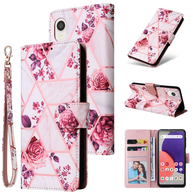 Custodia per telefono in pelle con cuciture abbronzanti in marmo, For Samsung Galaxy A22e 5G, For Samsung Galaxy A14 5G